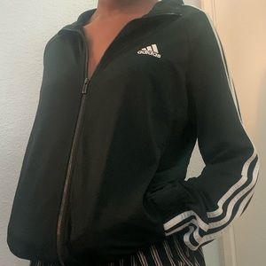 black and white adidas zip up jacket !